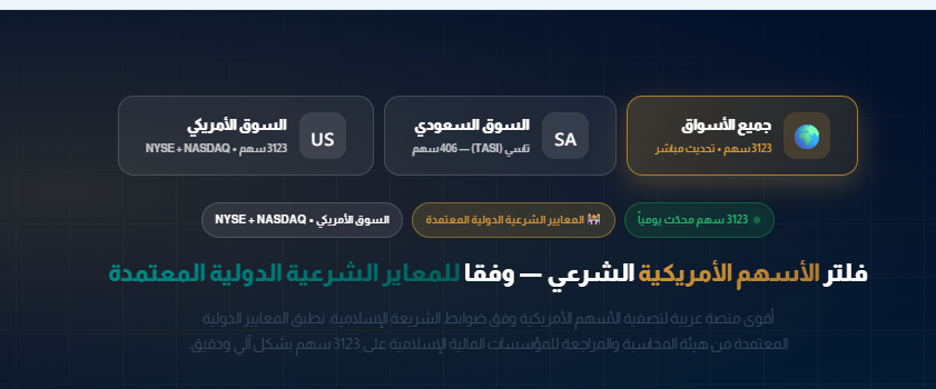 فلتر الأسهم الأمريكية الشرعي