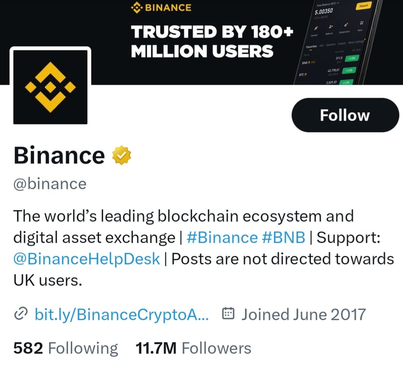 منصة بينانس على موقع X