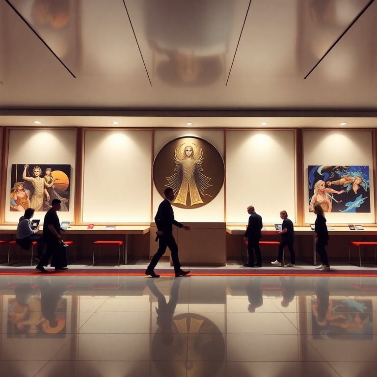 رجل في متجر به تحف فنية