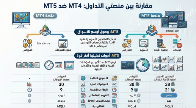 الفرق بين ميتا تريدر 4 و 5 mt4 vs mt5