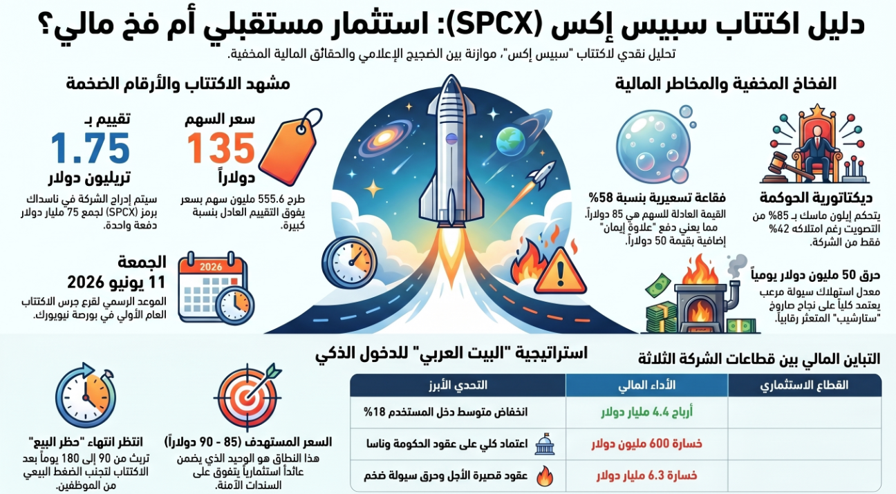 تحليل سهم سبيس إكس (SpaceX) تحت المجهر: تحليل وتوقعات 2026