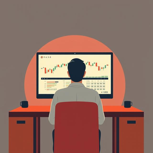 شخص يتعلم التداول امام جهاز كمبيوتر 