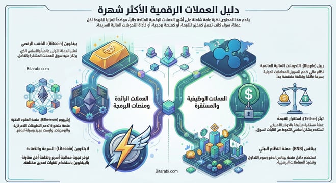 أشهر العملات الرقمية