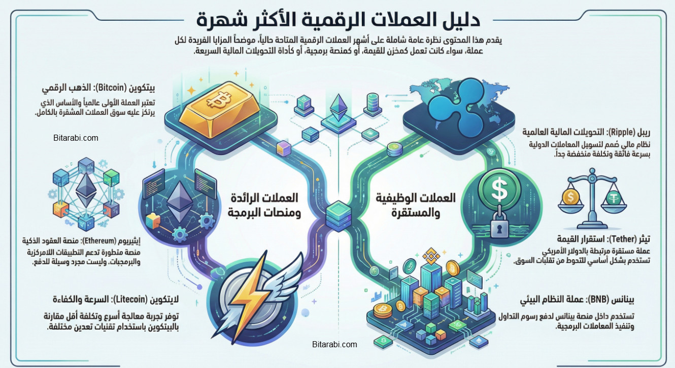 أشهر العملات الرقمية