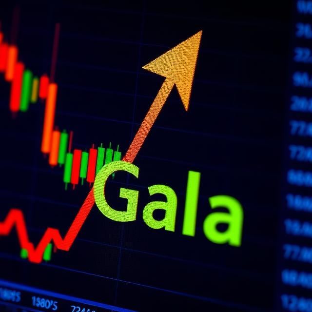 شاشة وعليها اسهم عملة جالا ترتفع لاعلى 