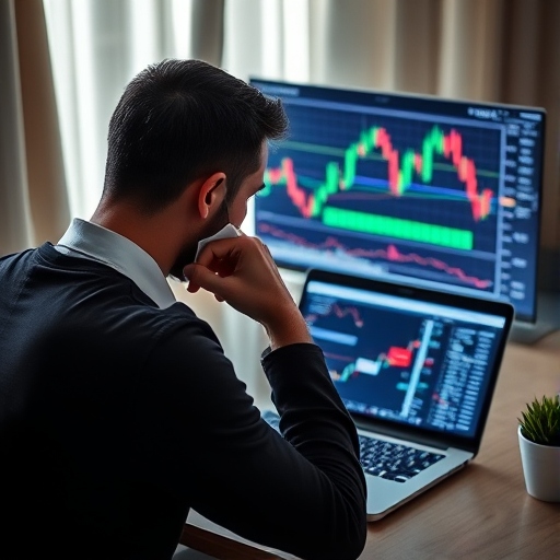 شخص يتداول امام جهاز حاسب الي 