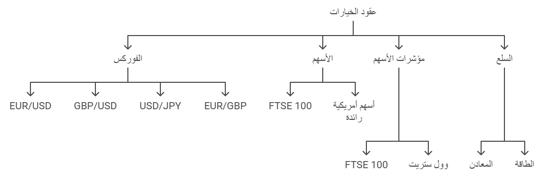 ما الذي يمكن تداولة باتخدام عقود الخيارات