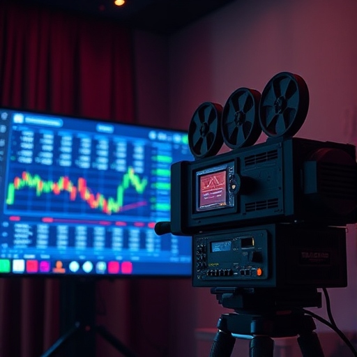 الة عرض سينمائي وعليها شارت تحليل فني 