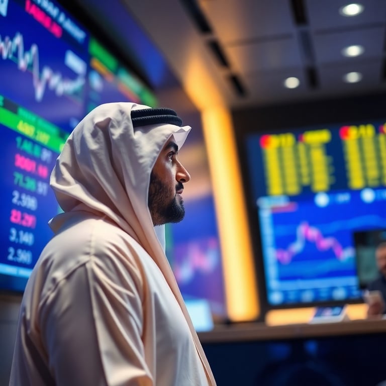 مستثمر سعودي يتابع حركة الاسهم 