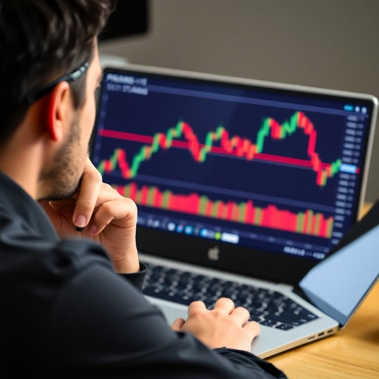 شخص يفكر بعمق امام شاشة تداول 