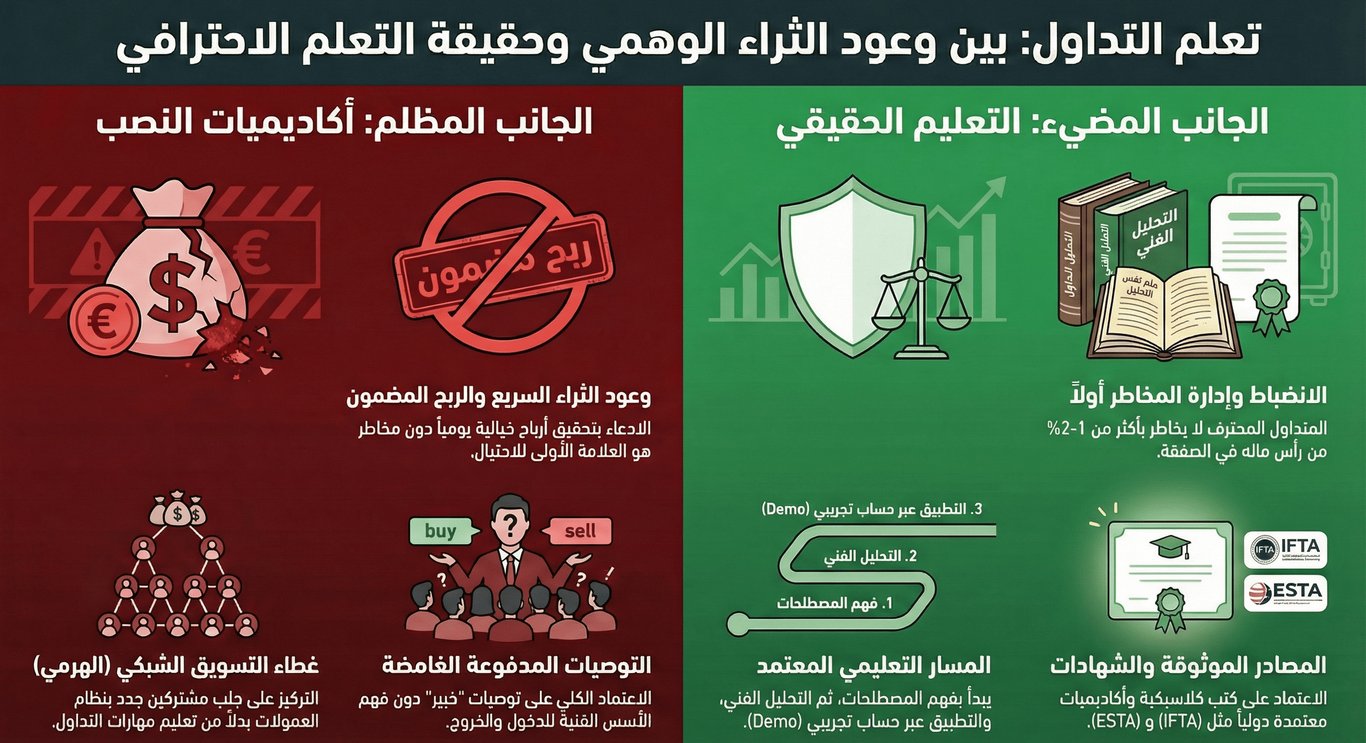 تعلم التداول من الصفر: الدليل الشامل لأفضل الكتب والكورسات والأكاديميات لعام 2026