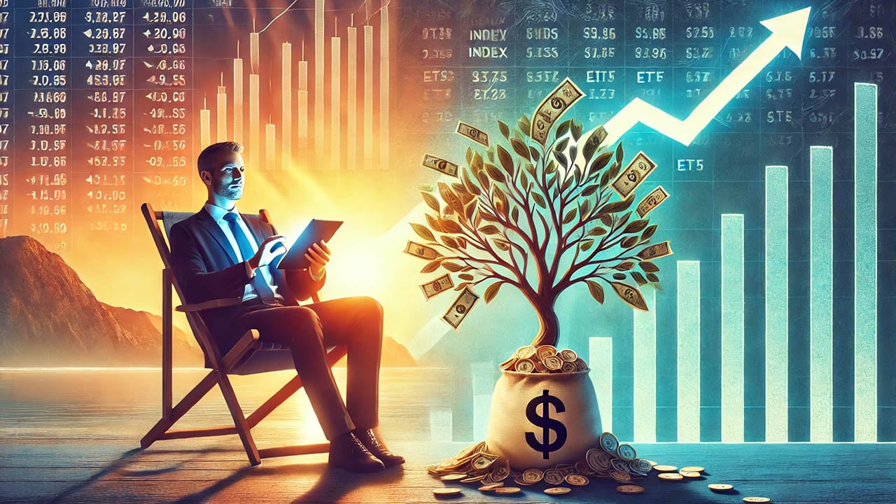 رجل يتابع اموالة تنمو وتذدهر