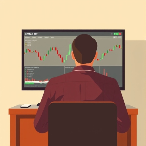 رجل يجلس امام لاب توب وعليه موقع تداول 