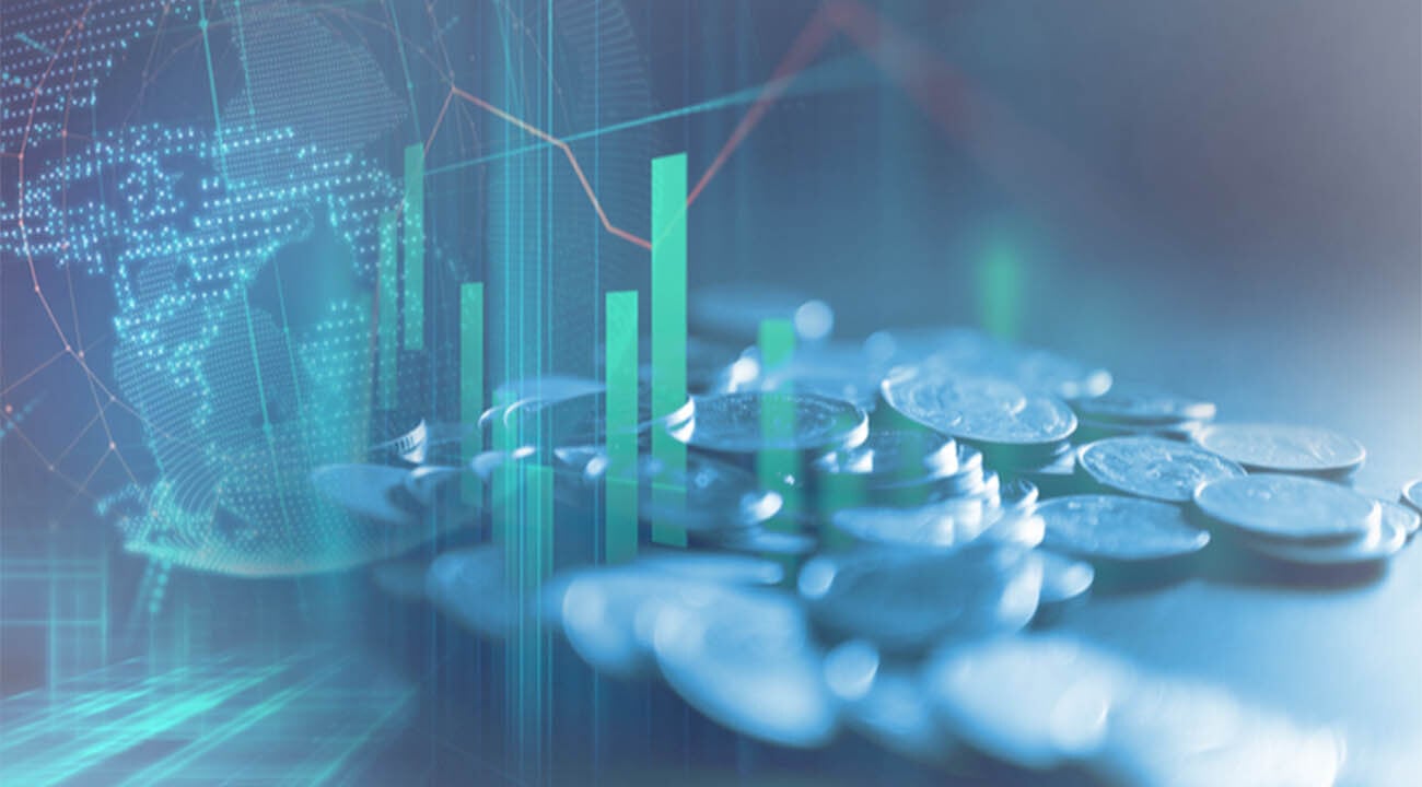 رسم بياني للأسهم وعملات 