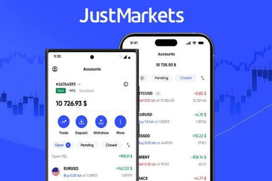 شكل منصة JustMarkets على الجوال 