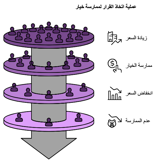 عملية اتخاذ قرار لممارسة عقد خيارات 