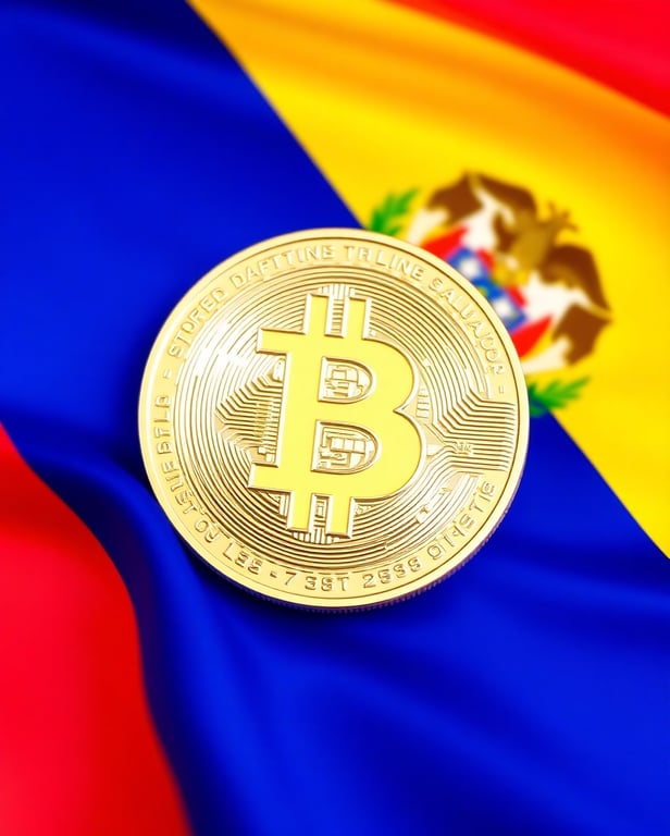 عملة بيتكوين مع خلفية علم السلفادور