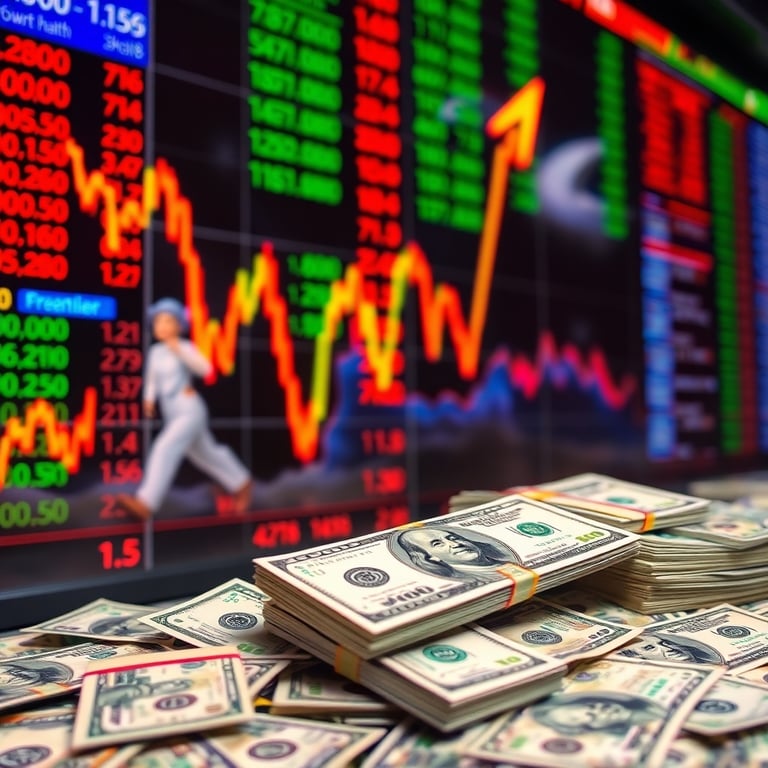 اموال على منضطدة وخلفية شاشة تداول