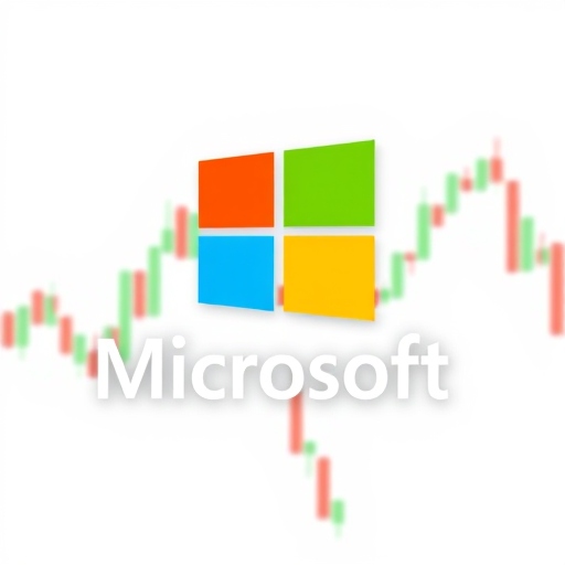 شعار مايكروسوفت و خلفية شارت تداول