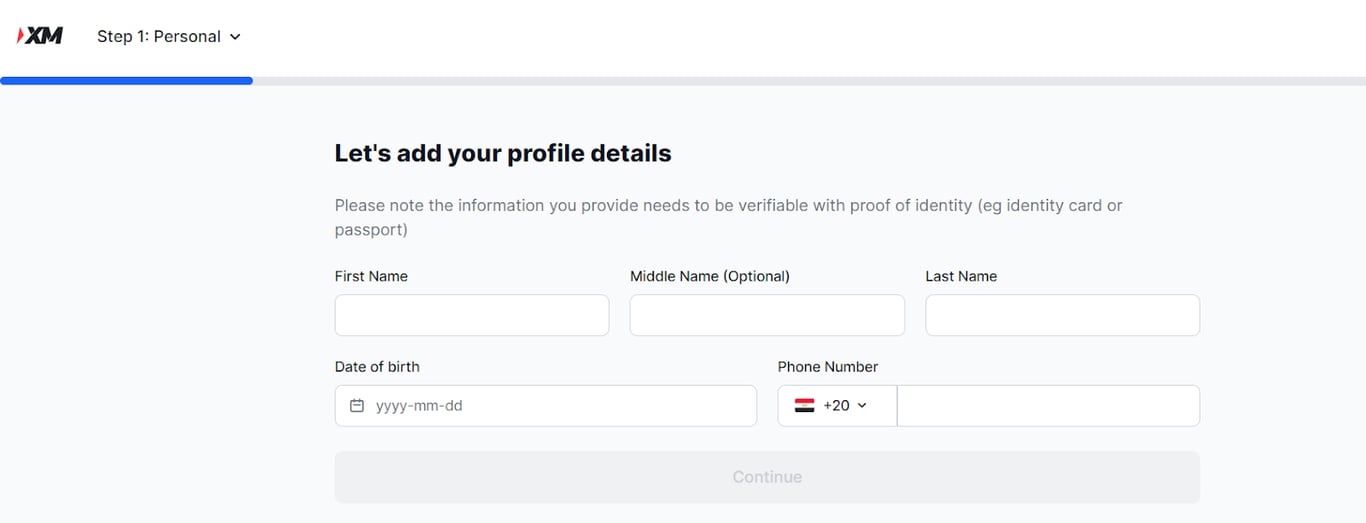 ادخال المعلومات الشخصية 