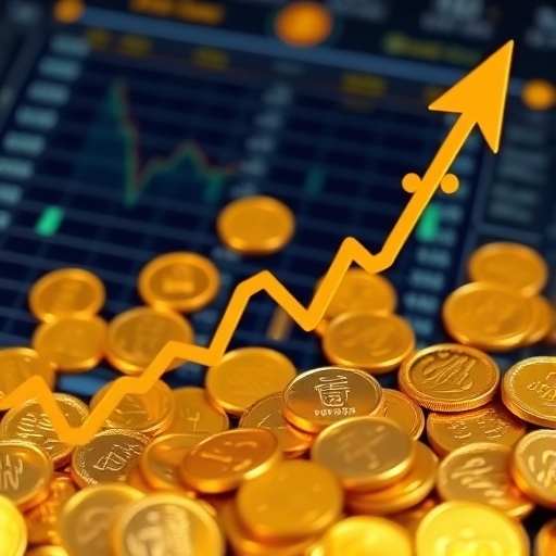 سهم يتجه لاعلى وحولة نقود كثيرة 