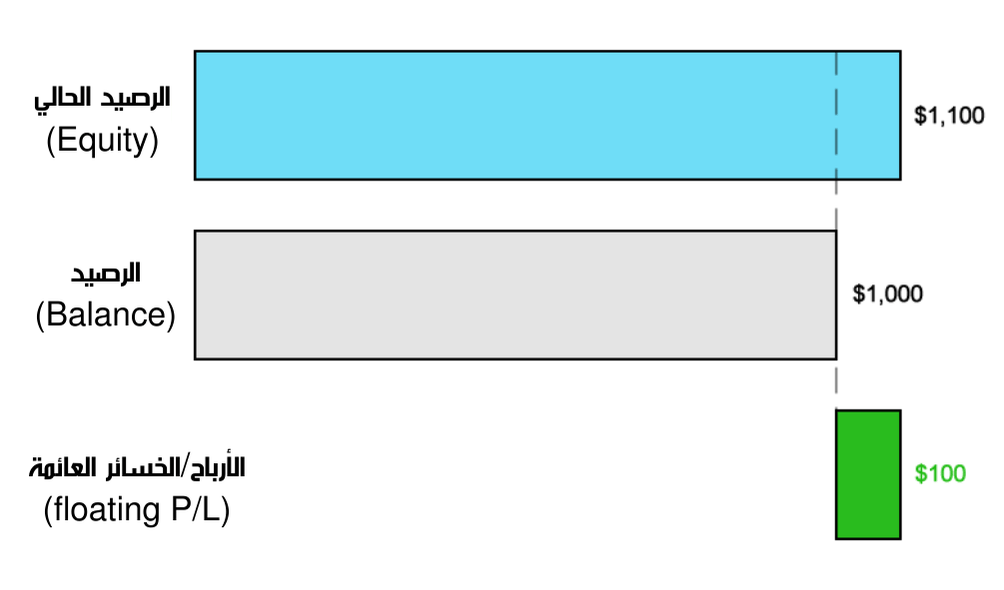 الرصيد والرصيد الحالي والخسائر العائمة 