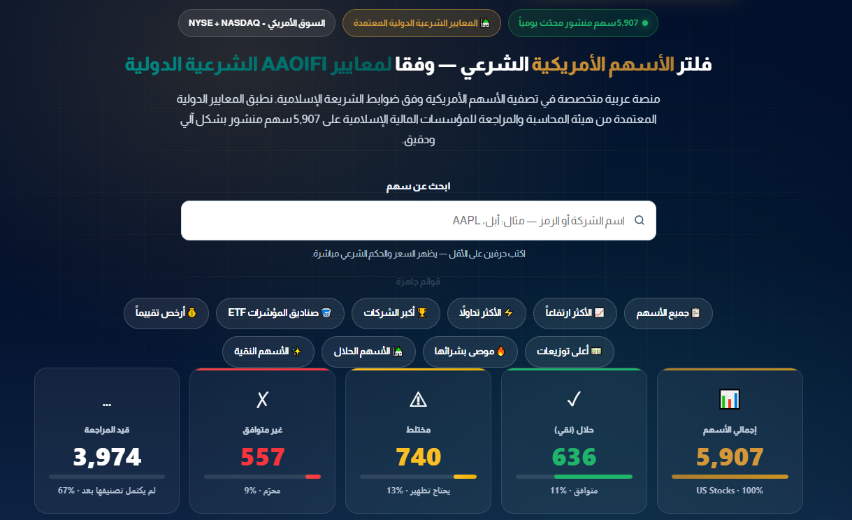 أفضل فلاتر الأسهم الأمريكية الشرعية 2026